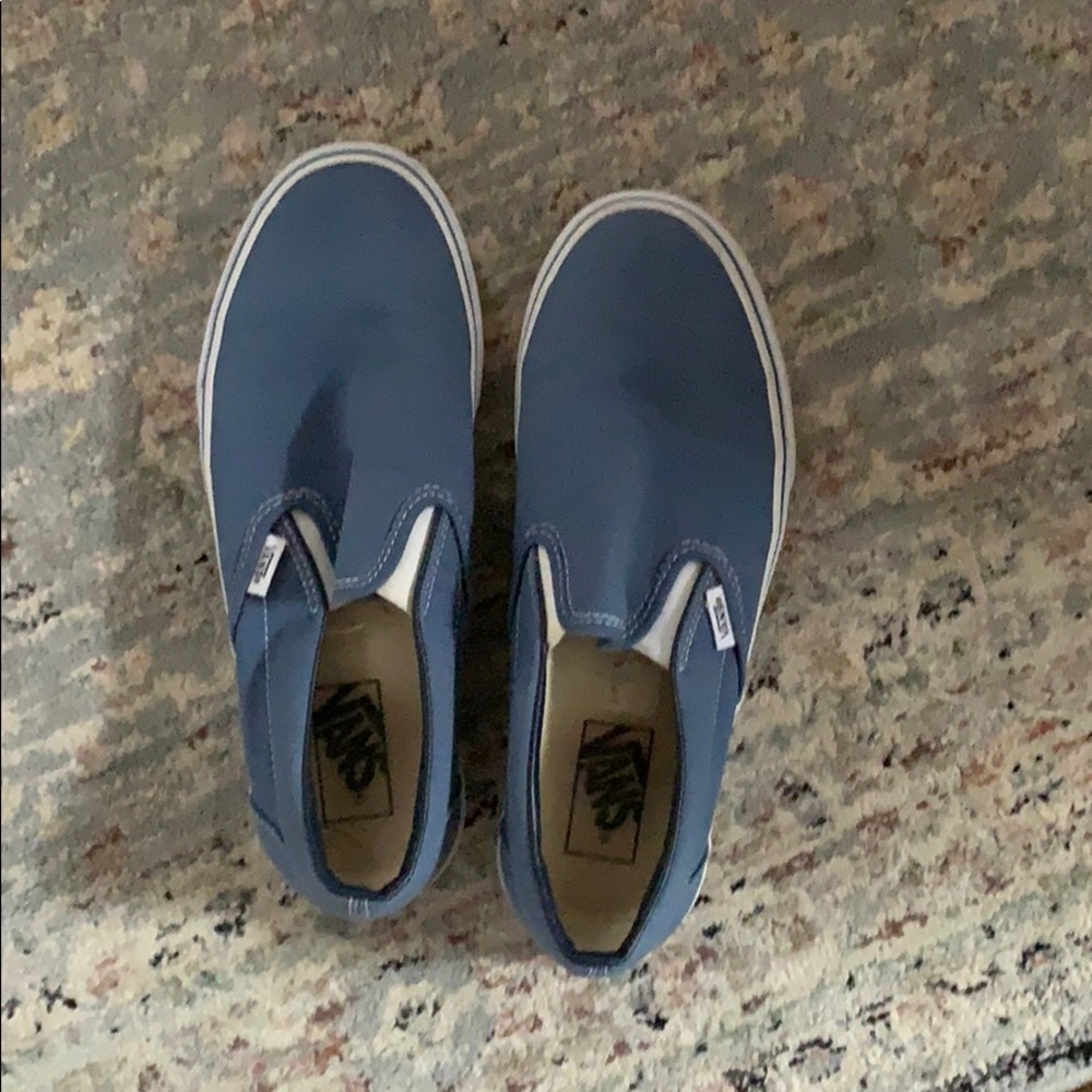 Blue slip on Vans.